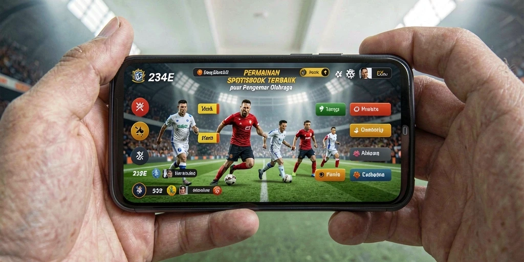 Tangkapan layar utama 234E menampilkan antarmuka aplikasi Sportsbook yang menarik.