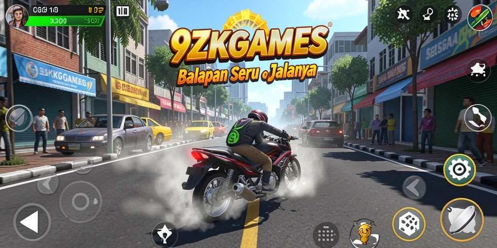 Tampilan gameplay menegangkan di 9ZKGAMES dengan balapan intens.