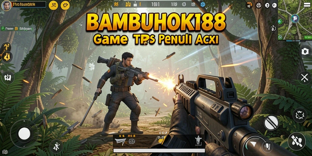 Screenshot gameplay BAMBUHOKI88 yang menunjukkan aksi pertarungan TPS.