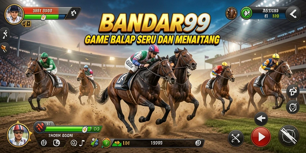 Tangkapan layar yang menunjukkan aksi balap cepat dalam BANDAR99.