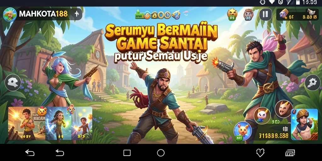 Tampilan gameplay menarik dari MAHKOTA188 dengan grafis ceria.