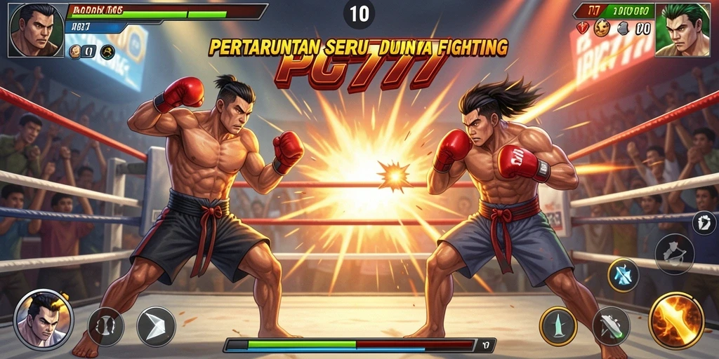 Tampilan gameplay seru PC777 dengan aksi bertarung yang cepat.