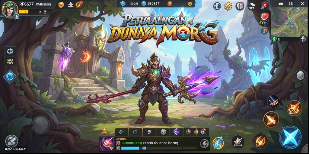 Screenshot gameplay RP6677 menampilkan pertempuran seru dalam dunia MMORPG.