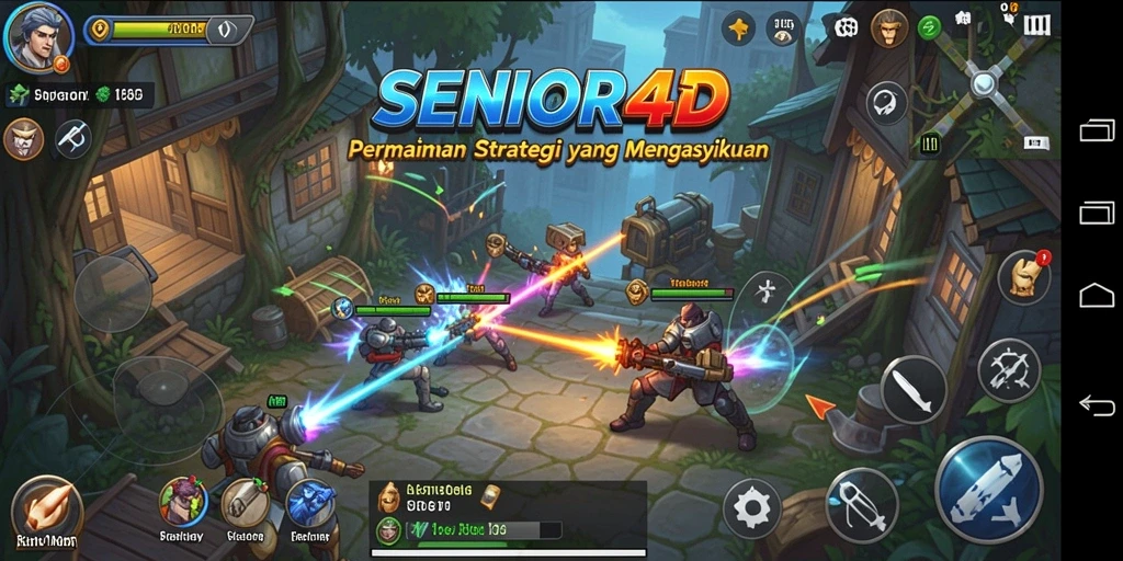 Tampilan gameplay SENIOR4D dengan aksi strategi yang mendebarkan.