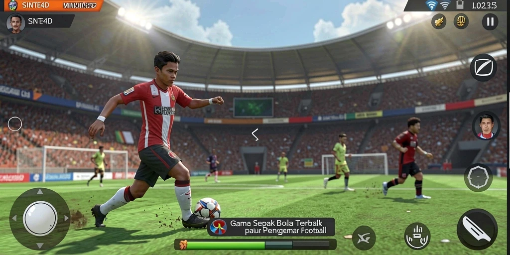 Tampilan gameplay menarik dalam game sepak bola SINTE4D.