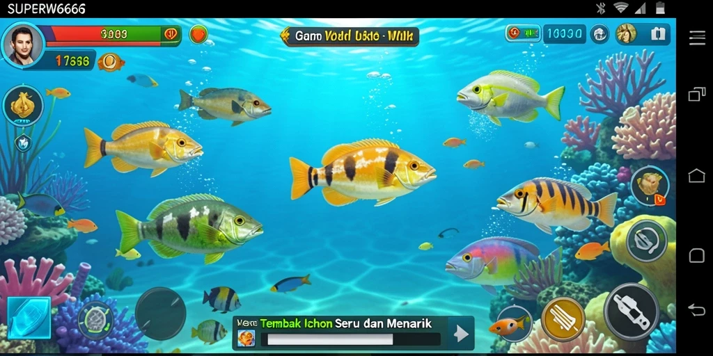 Gameplay menembak ikan penuh warna dan seru.
