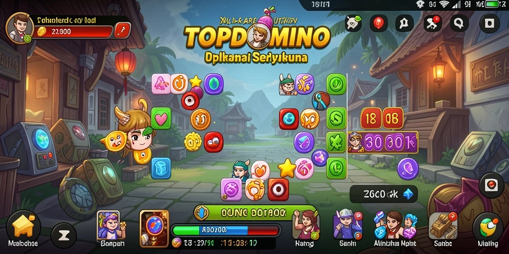 Tampilan antarmuka pengguna TOPDOMINO yang sederhana dan fungsional.