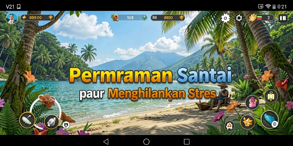 Tampilan grafis V21 menunjukkan gameplay yang seru dan colorful.
