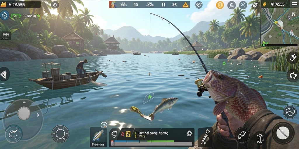 Gameplay VITA555 menunjukkan momen memancing yang mendebarkan dan menenangkan.